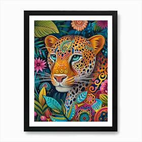Kitsch Leopard Painting 3 Art Print