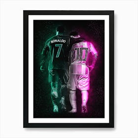 Messi And Ronaldo Space Art Print