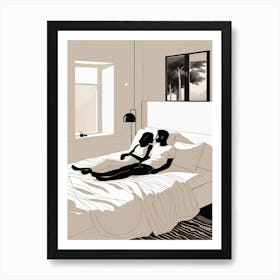 young Couple In Bed Art Print