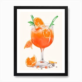 Aperol With Ice And Orange Watercolor Vertical Composition 38 Art Print