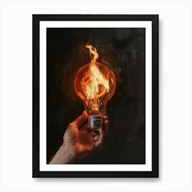 Light Bulb On Fire Art Print