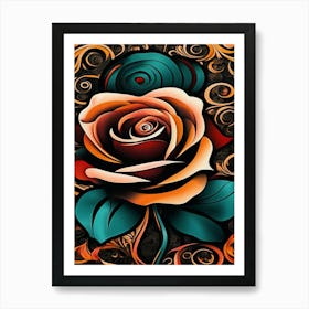 Roses On A Black Background Art Print