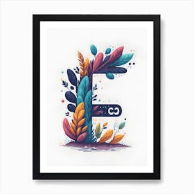 Colorful Letter F Illustration 25 Art Print