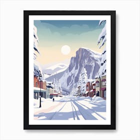 Vintage Winter Travel Illustration Banff Canada 3 Art Print