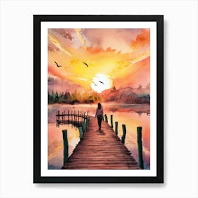 Sunset On The Pier Art Print