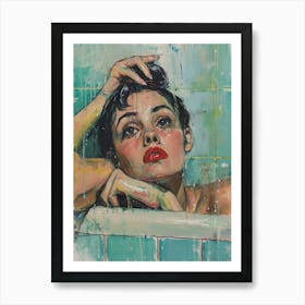 Retro Pinup Bath Painting  3 Art Print