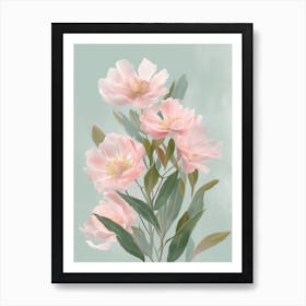 Laurel Flowers Acrylic Painting In Pastel Colours 4 Art Print