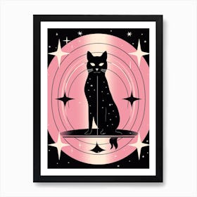 The Star Tarot Card, Black Cat In Pink 1 Art Print