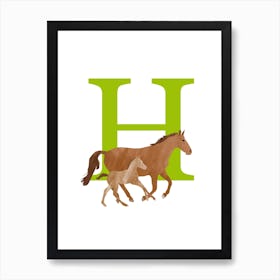 H For Horse Art Print