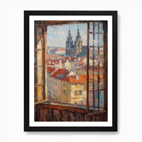 Window View Of Prague In The Style Of Impressionism 1 Art Print