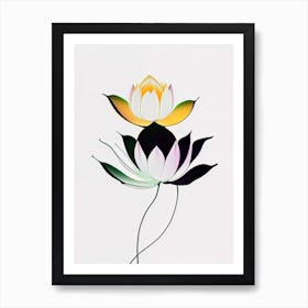 Double Lotus Abstract Line Drawing 2 Art Print