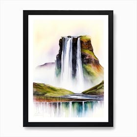 Seljalandsfoss, Iceland Water Colour  Art Print