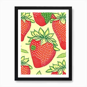 Strawberry Repeat Pattern, Fruit, Vintage Sketch 2 Art Print
