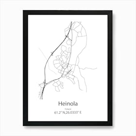 Heinola,Finland Minimalist Map Art Print