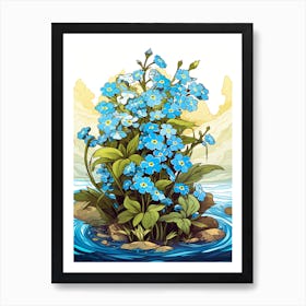 Forget Me Not At The River Bank (4) Art Print