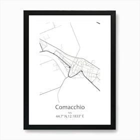 Comacchio,Italy Minimalist Map Art Print