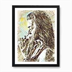 Portrait of Man With Long Hair Art Print