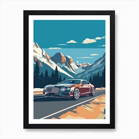 A Bentley Continental Gtcar In Icefields Parkway Flat Illustration 3 Art Print