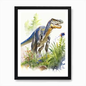 Allosaurus Fragilis 1 Watercolour Dinosaur Art Print