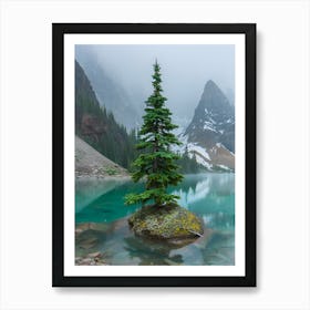 Lone Pine Tree In A Lake Art Print