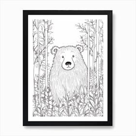 Line Art Jungle Animal Capybara 2 Art Print