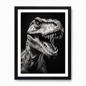 Black And White Photograph Of A Tyrannosaurus Rex 2 Art Print