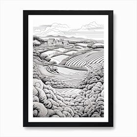 Ishigaki Island In Okinawa, Ukiyo E Black And White Line Art Drawing 4 Art Print