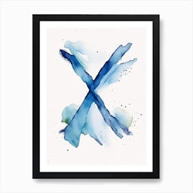 X Letter, Alphabet Minimalist Watercolour 1 Art Print