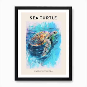 Colourful Mixed Media Sea Turtle Poster 2 Art Print