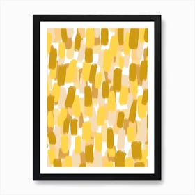 Yellow And White Abstract Brush Strokes Art Print