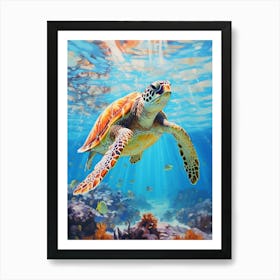 Sea Turtle Ocean And Reflections 3 Art Print