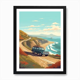 A Toyota Land Cruiser In The Pacific Coast Highway Car Illustration 3 Art Print