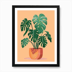 Money Tree Plant Minimalist Illustration 7 Art Print