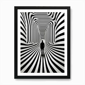 Black And White Striped Tunnel 1 Art Print