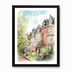 Georgetown Washington Dc Neighborhood, Watercolour 3 Art Print