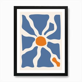 Blue And Orange Flower Art Print