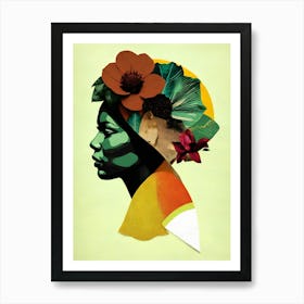 African Woman With Flowers Art Print