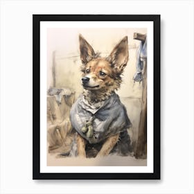 Storybook Animal Watercolour Jackal 2 Art Print