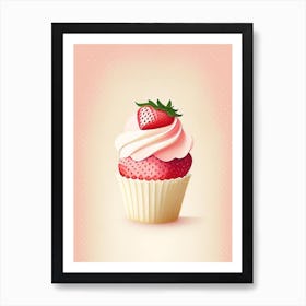 Strawberry Cupcakes, Dessert, Food Marker Art Illustration 3 Art Print