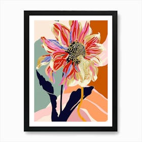 Colourful Flower Illustration Dahlia 4 Art Print