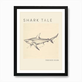 Thresher Shark Vintage Illustration 3 Poster Poster