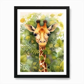 Giraffe In The Jungle Watercolour 3 Art Print