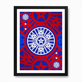 Geometric Abstract Glyph in White on Red and Blue Array n.0057 Art Print