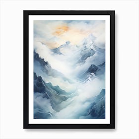 Blue Abstract Mountain Landscape #1 Art Print