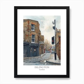 Islington London Borough   Street Watercolour 4 Poster Art Print
