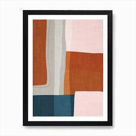 Abstract Navy Burnt Orange Gray Art Print