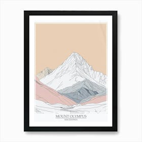 Mount Olympus Macedonia Color Line Drawing 7 Poster Art Print