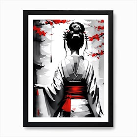Traditional Japanese Art Style Geisha Girl 6 Art Print