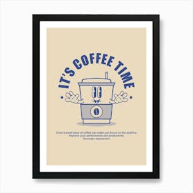 Coffee Quote Print "It's Coffee Time", Coffee Lover Gift, Gift for Him, Morning Coffee Wall Art, Love Coffee Póster