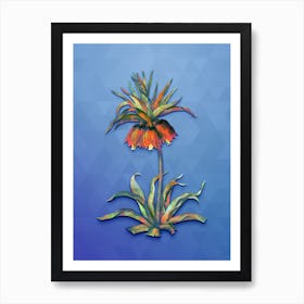 Vintage Fritillaries Botanical Art on Blue Perennial n.1328 Art Print